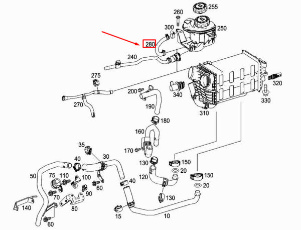 MERCEDES-BENZ S W222 Engine Vent Line A1572030317 ORIGINAL
