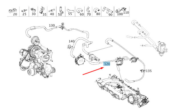 MERCEDES-BENZ A W176 Vacuum System Line A2700700532 ORIGINAL