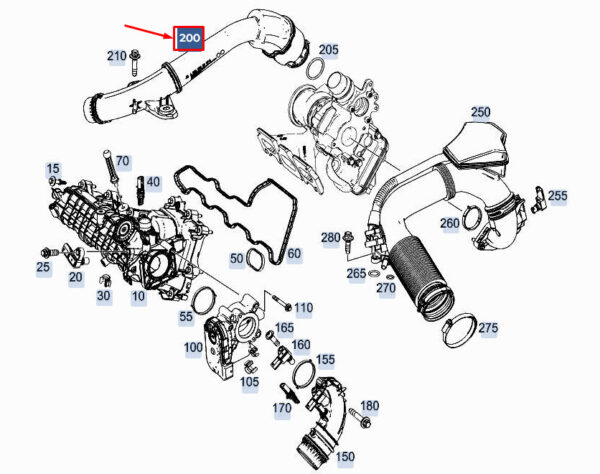 MERCEDES-BENZ A W177 Engine Charged Air Line A2820980007 ORIGINAL