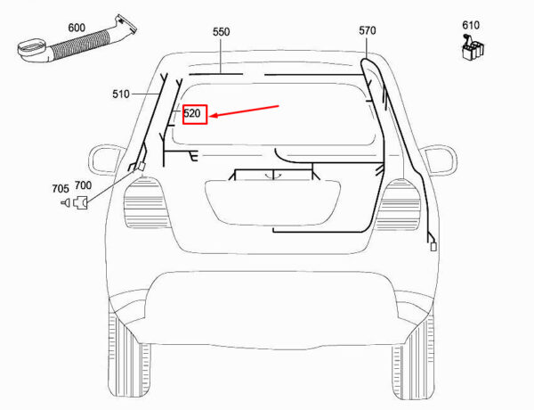 MERCEDES-BENZ R W251 Left Rear-End Door Wiring Harness A2514406135 ORIGINAL