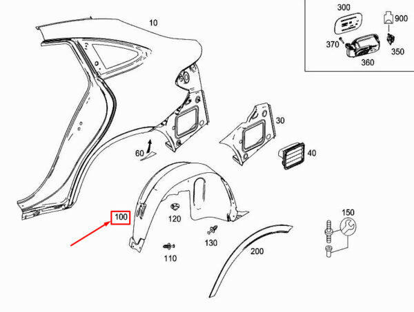 MERCEDES-BENZ GLE Coupe C292 Rear Right Fender Liner A2926903400 ORIGINAL