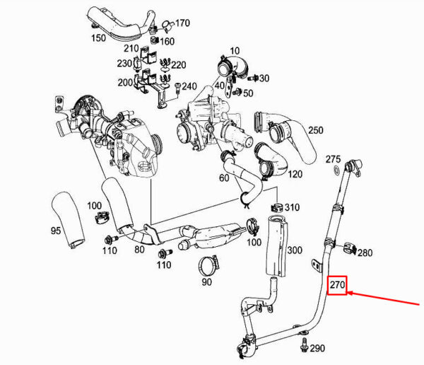 MERCEDES-BENZ GLA X156 Engine Coolant Line A1332000951 ORIGINAL