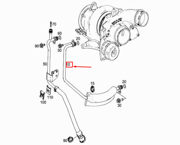 MERCEDES-BENZ GLA X156 Turbocharger Water Feed Line A1332030102 ORIGINAL