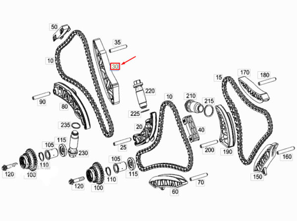 MERCEDES-BENZ C W205 Right Engine Chain Tensioner A1770524000 ORIGINAL