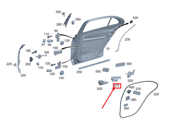 MERCEDES-BENZ S W223 Rear RH Door Center Impact Absorber A2237353601 ORIGINAL