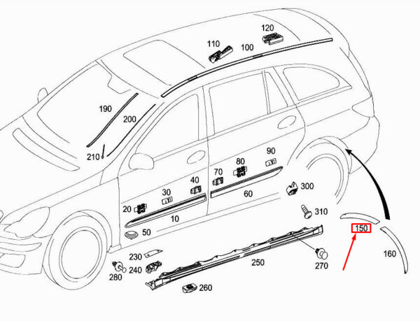 MERCEDES-BENZ R W251 Right Wheelhouse Cover A2518801805 ORIGINAL