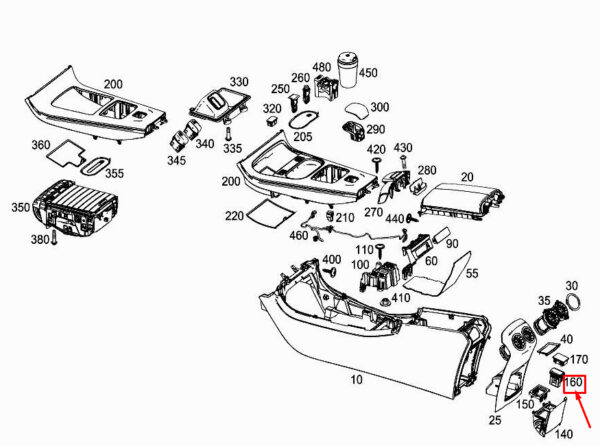 MERCEDES-BENZ A W177 Rear Console Socket A0008205805 ORIGINAL