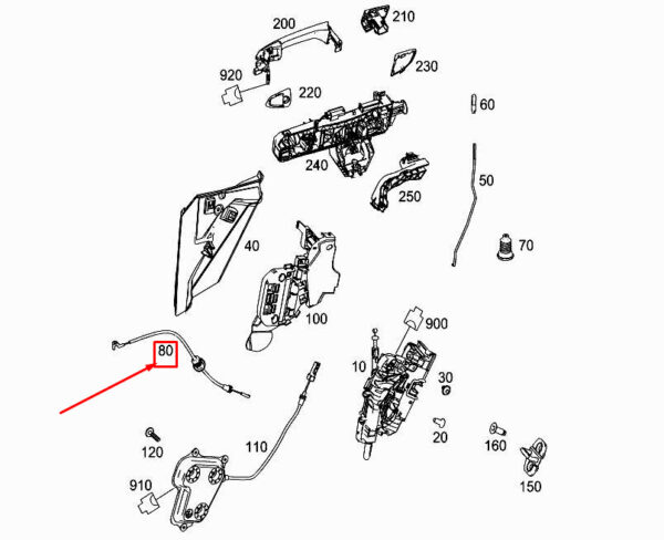 MERCEDES-BENZ ML W166 Rear Door Bowden Cable A1667600604 ORIGINAL