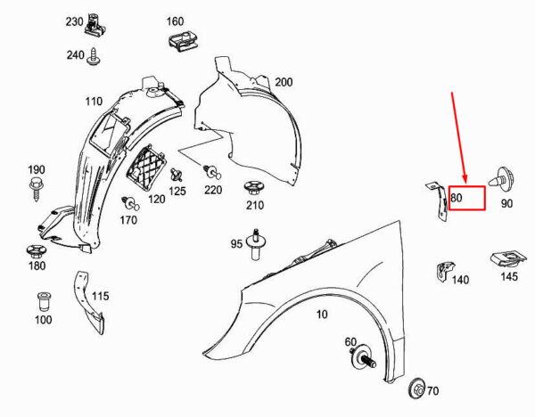 MERCEDES-BENZ R W251 Front Left Fender Bracket A2518801914 ORIGINAL