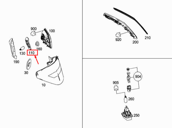 MERCEDES-BENZ E Coupe C207 Rear Left Tail Lamp Gasket A2078260391 ORIGINAL