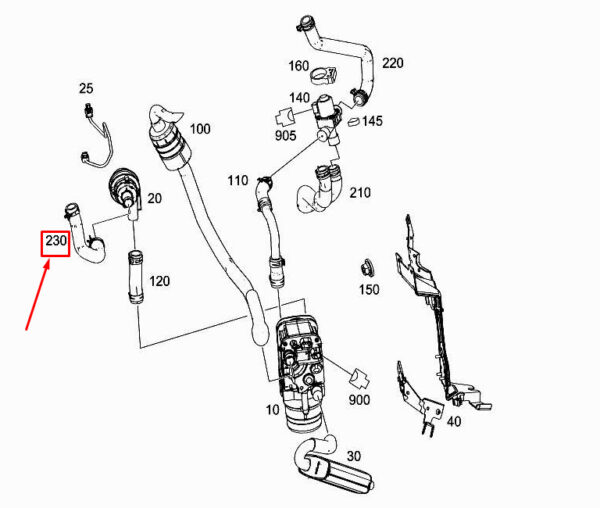 MERCEDES-BENZ S W222 Heater Molded Hose A2225000375 ORIGINAL
