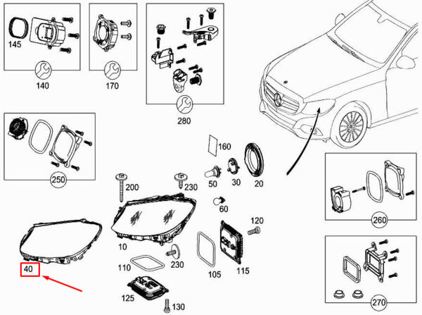 MERCEDES-BENZ C Coupe C205 Left Headlamp Housing Gasket A2058260900 ORIGINAL