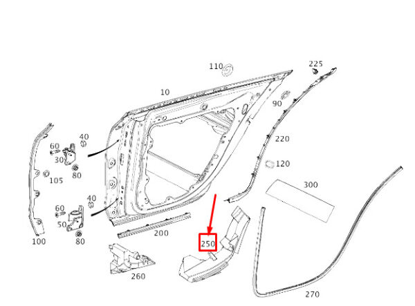MERCEDES-BENZ AMG GT X290 Rear Left Door Impact Absorber A2907302601 ORIGINAL