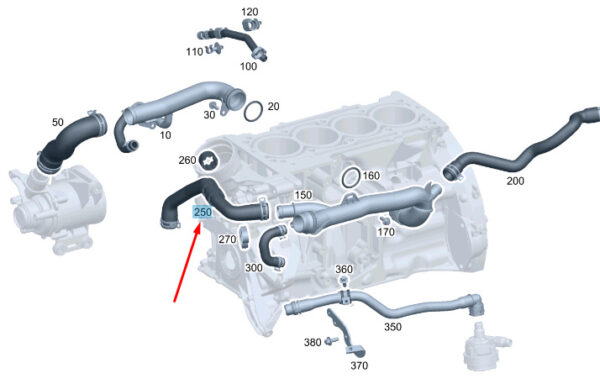 MERCEDES-BENZ CLS C257 Coolant Hose A2642009700 ORIGINAL