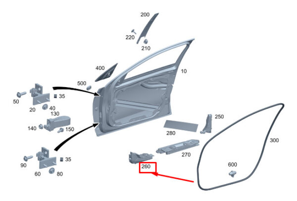 MERCEDES-BENZ C S206 Front Right Door Impact Absorber A2067254400 ORIGINAL