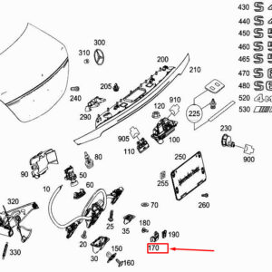 MERCEDES-BENZ S W222 Rear End Center Striker Mount A2227500032 ORIGINAL