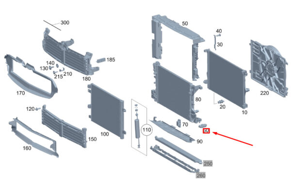 MERCEDES-BENZ GLA H247 Radiator Left Elastomer Bearing A2475040300 ORIGINAL