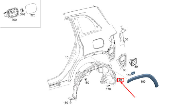 MERCEDES-BENZ GLB X247 Rear Right Wheel Housing Liner A2476901803 ORIGINAL