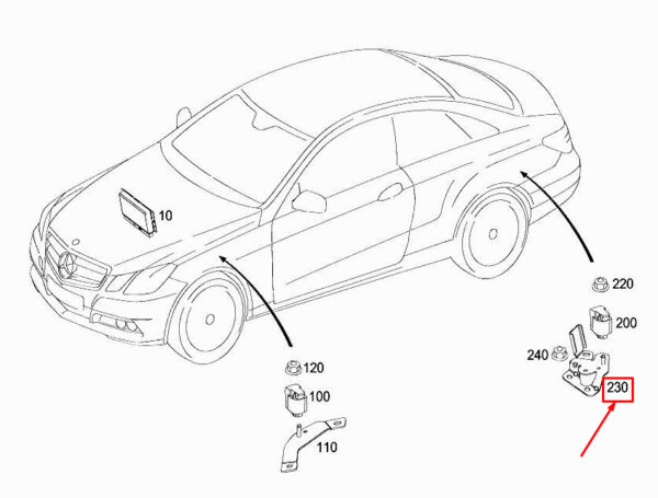 MERCEDES-BENZ E Coupe C207 Acceleration Sensor Bracket A2075452340 ORIGINAL