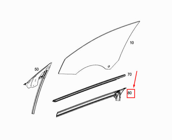 MERCEDES-BENZ CLA C117 Front Left Window Sealing Rail A1177250165 ORIGINAL