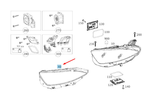 MERCEDES-BENZ CLS C257 Front Left Light Housing Gasket A2578260100 ORIGINAL