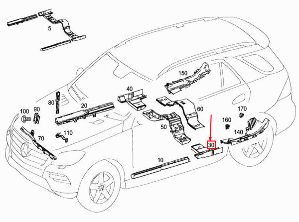MERCEDES-BENZ ML W166 Central Left Cable Duct A1665461300 ORIGINAL