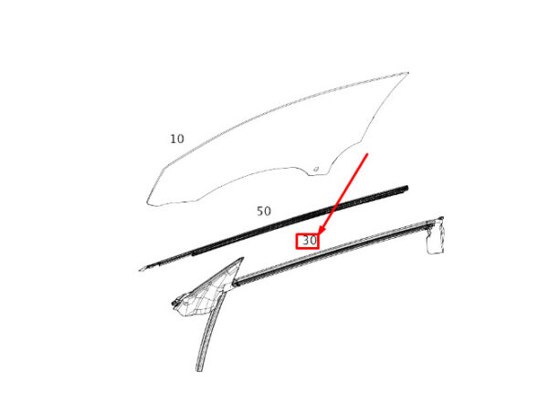 MERCEDES-BENZ E C238 Front Right Door Window Guide A2387205001 ORIGINAL