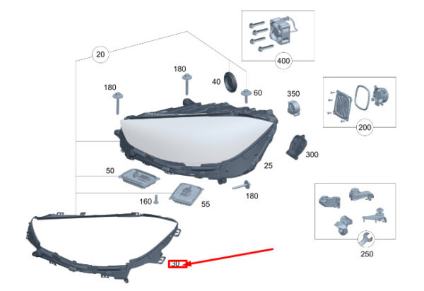 MERCEDES-BENZ S W223 Right Headlight Seal A2238260600 ORIGINAL