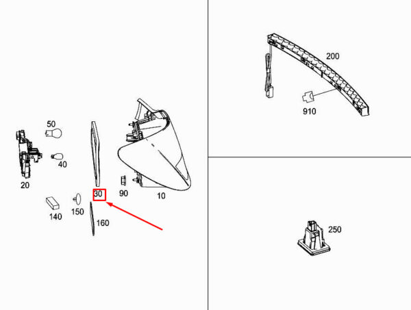 MERCEDES-BENZ CLA C117 Rear Left Light Housing Gasket A1178260100 ORIGINAL