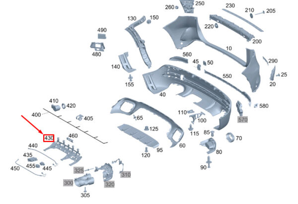MERCEDES-BENZ GLA H247 Rear Switch Module Holder A2478853604 ORIGINAL