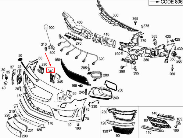 MERCEDES-BENZ SL R231 Front RH Distance Sensor Bracket A2318850214 ORIGINAL