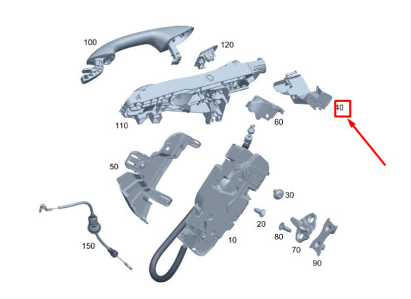 MERCEDES-BENZ C W206 Rear RH Door Handle Base Bracket A2067330200 ORIGINAL
