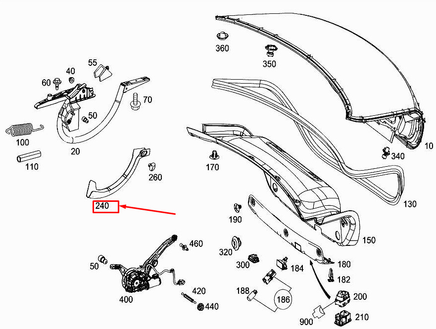 MERCEDES-BENZ E W213 Rear Left Lid Hinge Cable Duct A2138215500 ORIGINAL 1 MERCEDES-BENZ E W213 Rear Left Lid Hinge Cable Duct A2138215500 ORIGINAL