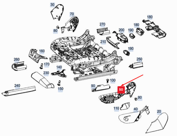 MERCEDES-BENZ GLE W167 Outer Left Seat Reinforcement A1679100501 ORIGINAL