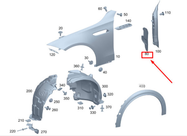 MERCEDES-BENZ C W206 Front Left Fender Absorber A2068850100 ORIGINAL