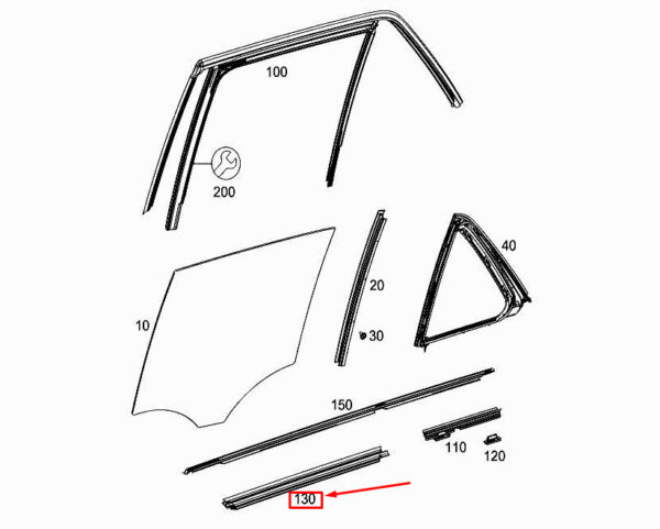 MERCEDES-BENZ GLE C292 Rear Right Door Sealing Rail A2927350465 ORIGINAL