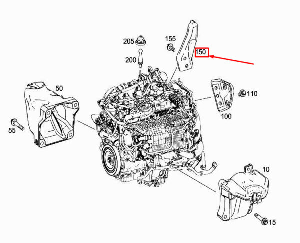 MERCEDES-BENZ CLS C257 Rear Right Engine Lifting Eye A2562240200 ORIGINAL