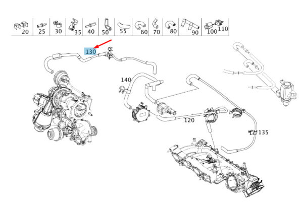 MERCEDES-BENZ A W176 Vacuum System Line A2700700800 ORIGINAL