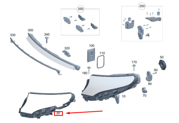 MERCEDES-BENZ EQC Right Lamp Unit Seal A2938260400 ORIGINAL