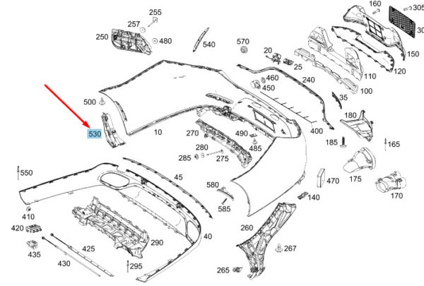 MERCEDES-BENZ CLS C257 Rear Right Bumper Reinforcement A2578851201 ORIGINAL