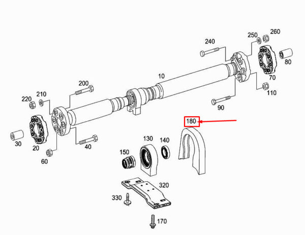MERCEDES-BENZ S W222 Intermediate Bearing Profile Seal A2224111700 ORIGINAL