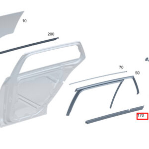 MERCEDES-BENZ C W206 Rear RH Door Window Sealing Rail A2067350400 ORIGINAL
