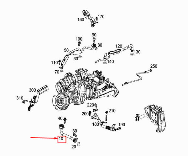 MERCEDES-BENZ S W222 Engine Water Line A6562030002 ORIGINAL
