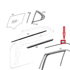 MERCEDES-BENZ GLE W167 Rear Right Door Guide Rail Trim A1677352601 ORIGINAL