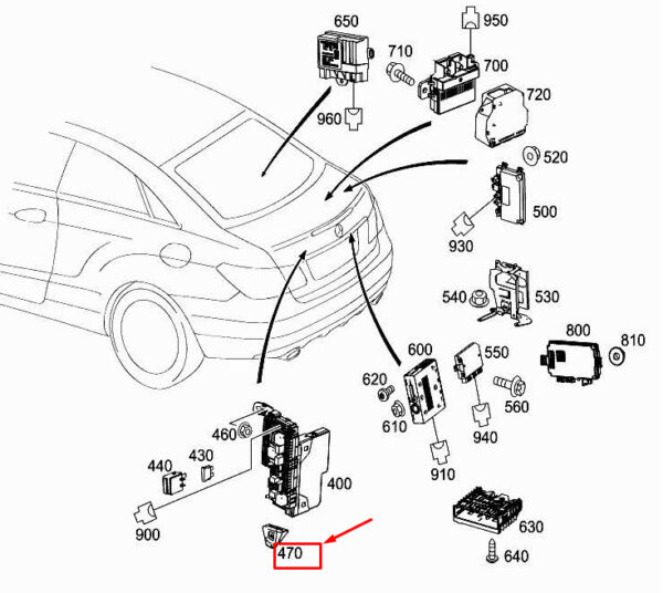 MERCEDES-BENZ E C207 Rear Sam Control Module Bracket A2045455640 ORIGINAL