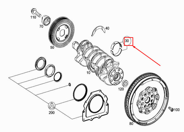 MERCEDES-BENZ C W205 Crankshaft Bearing Shell A6260330701 ORIGINAL