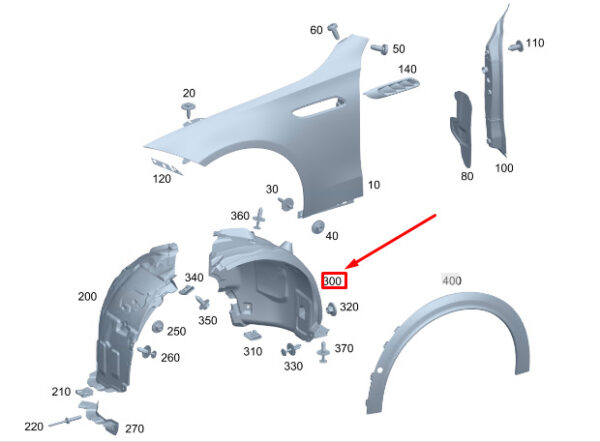 MERCEDES-BENZ C W206 Front Left Arch Liner Rear Part A2068807304 ORIGINAL
