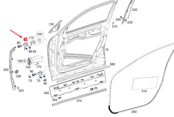MERCEDES-BENZ GLB X247 Front Left Door Upper Hinge A1777209305 ORIGINAL