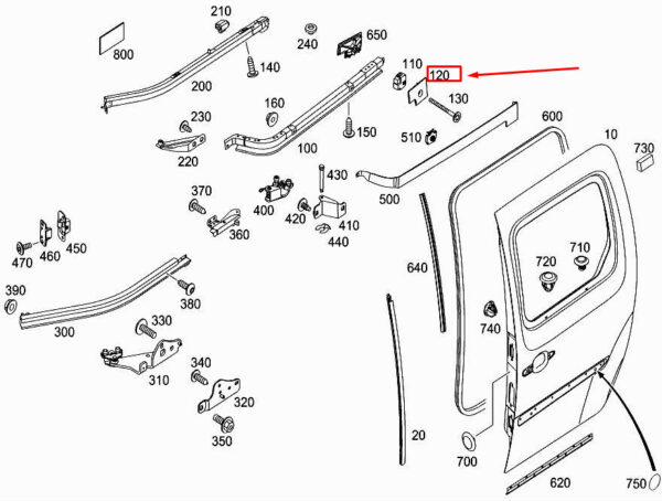 MERCEDES-BENZ CITAN W415 Rear Central Left Bracket A4157410514 ORIGINAL