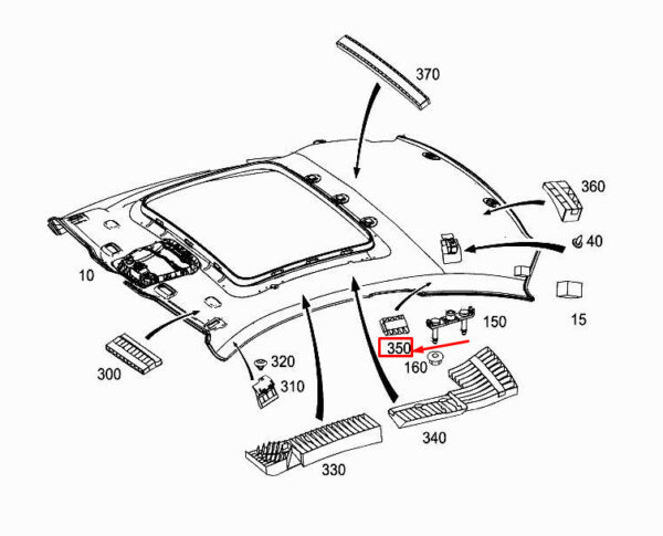 MERCEDES-BENZ C Coupe C205 Central Left Roof Absorber A2056921300 ORIGINAL